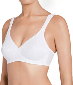 Triumph Elegant Cotton N - Beugelloze beha - Bloemmotief - Wit - Maat 100C