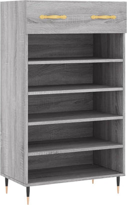 vidaXL - Schoenenkast - 60x35x105 - cm - bewerkt - hout - grijs - sonoma - eikenkleur