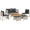 vidaXL - 6-delige - Tuin - Sofa - Set - met - Kussens - - - Lichtgrijs - Poly - Rattan