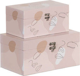 Decoratieve Doos Roze PVC Canvas Papier DMF 30 x 18 x 15 cm (2 Onderdelen)