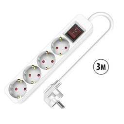 TM Electron 4-voudige Stekkerdoos - Schakelaar - 3680 W - Wit (3 m)