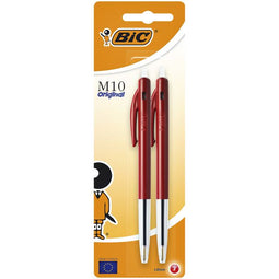 Balpen Bic M10 rood medium blister à 2st | 20 stuks