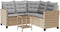 vidaXL - Tuinbank - met - tafel - en - kussens - L-vormig - beige - poly - rattan