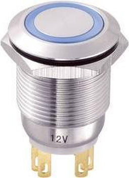 TRU COMPONENTS TC-8904668 LAS1-GQ-11E/B/12V Vandalismebestendige drukschakelaar 250 V/AC 3 A 1x uit/(aan) Moment Blauw