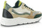 PS Poelman Carocel - Dames Runner Sneakers - Imitatie Leren Suède - Groen Beige Multi - Maat 39