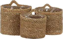 Mica Decorations Atlantic - Hangende Bloempot - Set van 3 - H12 x Ø12 cm H14 x Ø14 cm H16 x Ø16 cm - Lichtbruin (set van 3)