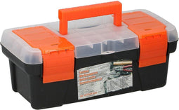 Klein maar handig gereedschapskistje (25 x 12 x 9,5 cm) - zwart-oranje