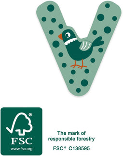 Small Foot - Houten Dieren Kinderletter - V
