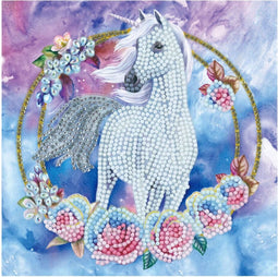 Diamondpainting Crystal Art Kaart eenhoorn 18x18cm