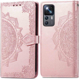 iMoshion Hoesje Geschikt voor Xiaomi 12T Pro / 12T Hoesje Met Pasjeshouder - iMoshion Mandala Bookcase - Rosé Goud