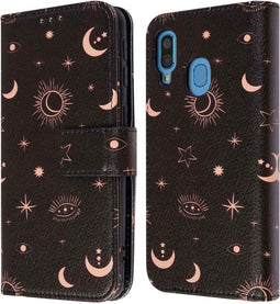 imoshion Hoesje Geschikt voor Samsung Galaxy A40 Hoesje Met Pasjeshouder - imoshion Design Bookcase smartphone - Zwart / Sky Black