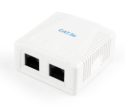 Gembird NCAC-2U5E-01 - 2-poorts CAT5E UTP LAN-opbouwdoos met keystone jacks - Wit