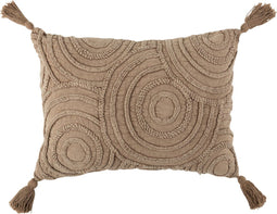 J-Line kussen Cirkel Rechthoek - katoen - grijs - large