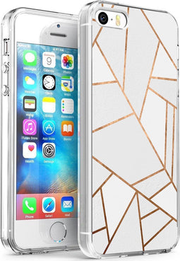 imoshion Hoesje Geschikt voor iPhone SE (2016) / 5 / 5s Hoesje Siliconen - imoshion Design hoesje - Wit / Meerkleurig / Goud / White Graphic