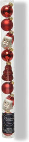9 Glazen kerstballen en figuren mix kerstrood