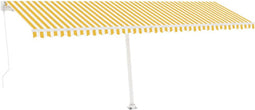 vidaXL - Luifel - handmatig - uittrekbaar - met - LED - 600x350 - cm - geel - en - wit