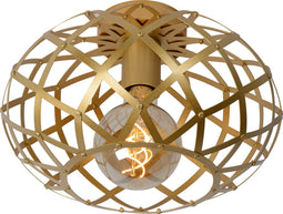 Lucide WOLFRAM - Plafonnière - Ø 30 cm - 1xE27 - Dimbaar - Mat Goud / Messing