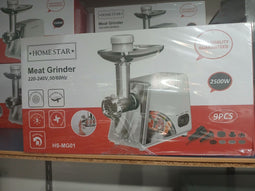 Vleesmoelen HS-MG01 - Elektrische vleesmolen 2500W - 9-delige accessoires - Wit
