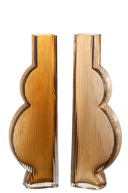 J-Line vaas nino - glas - bruin - large - 2 stuks