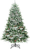 Costway Kunstmatige Kerstboom - Besneeuwd met Dennenappels & Rode Bessen - 195 cm - Groen