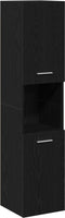 vidaXL - Badkamer - Wandkast - Zwart - Eiken - 30x30x130 - cm - Houtmateriaal