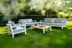Yoi - Midori coffee table 77,5x77,5 cm aluminium salix/teak