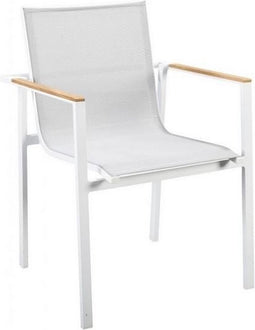 Yoi - Mizu stackable dining chair alu white/grey textilene