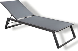 Yoi - Mizu stackable lounger alu dark grey/carbon textilene