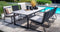 Yoi - Teeburu low dining table 240x100x70cm. alu black/travertin