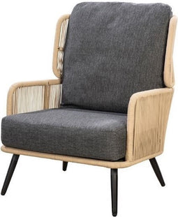 Yoi - Tsubasa lounge chair alu black/rope natural/panther black