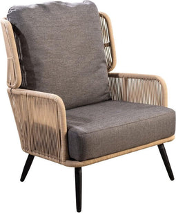 Yoi - Tsubasa lounge chair alu black/rope natural/soil