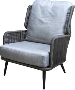 Yoi - Tsubasa lounge chair aluminium black/rope green/mixed grey