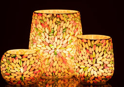 J-Line theelichthouder Mozaiek - glas - mix - small