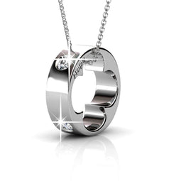 Yolora Dames Ketting met Hanger en Kalpa Camaka Kristallen - Zilver kleurig - 18K Wit Verguld - Cadeauverpakking