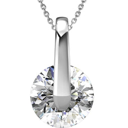 Yolora Dames Ketting met Hanger - Kalpa Camaka Kristal - Zilverkleurig - 18K Wit Verguld - Vrouwen Collier Zilver - Sieraden - Halsketting - Luxe Giftbox - Geschenkdoos - Cadeau doos - Exclusieve Geschenkverpakking - Mooie Cadeauverpakking