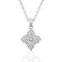 Yolora Dames Ketting met Hanger - Kalpa Camaka Kristallen - Zilverkleurig - 18K Wit Verguld - Vrouwen Collier Zilver - Sieraden - Halsketting - Luxe Giftbox - Geschenkdoos - Cadeau doos - Exclusieve Geschenkverpakking - Mooie Cadeauverpakking