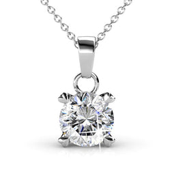 Yolora Dames Ketting met Kalpa Camaka Kristal Hanger - Zilver kleurig - 18K Wit Verguld - Cadeauverpakking