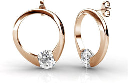 Yolora Dames Oorbellen - Kalpa Camaka Kristallen - Open Cirkel - Rosé kleurig - 18K Rosé Verguld - Vrouwen Oorhangers Rose Gold - Sieraden - Luxe Giftbox - Geschenkdoos