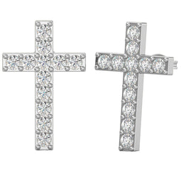 Yolora Dames Oorbellen Kruis - Kalpa Camaka Kristallen - Zilverkleurig - 18K Wit Verguld - Vrouwen Oorhangers Zilver - Sieraden - Luxe Giftbox - Geschenkdoos - Cadeau doos - Exclusieve Geschenkverpakking - Mooie Cadeauverpakking