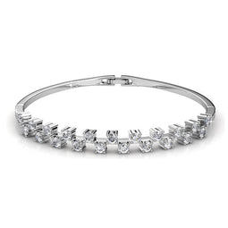 Yolora Elegance Dames Armband - Kalpa Camaka Kristallen - Zilverkleurig - 18K Wit Verguld - Vrouwen Bangle Zilver - Sieraden - Yolora Dames Armband - Kalpa Camaka Kristallen - Zilverkleurig - 18K Wit Verguld - Vrouwen Bangle