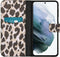 iMoshion Hoesje Geschikt voor Samsung Galaxy S21 Hoesje Met Pasjeshouder - iMoshion Design Softcase Bookcase - Goud / Zwart / Golden Leopard