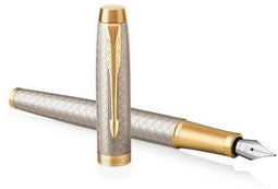 Parker IM vulpen | Premium Warm Zilver | Medium penpunt met blauwe inkt navulling | Geschenkdoos