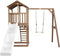 AXI Beach Tower Speeltoestel in Bruin - Speeltoren met Enkele Schommel, Witte Glijbaan en Zandbak - FSC hout - Speelhuis op palen voor de tuin