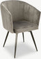 Furnicher BEN Draaibare Eetkamerstoel - Fluwelen bekleding - Modern design - Stalen frame - Grijs fluweel - Zwarte poten