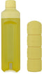 YOS Waterfles - Drinkfles met Pillendoos 1 Dag - Medicijndoos voor Medicatie en/of Supplementen - Medicijndoosje 1 Dag - 4 compartimenten - Waterfles - Waterfles met aankoppelbare Pillendoos 1 Dag - Geel