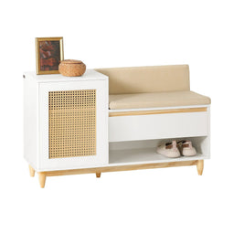 SoBuy FSR128-W Schoenenbank - 1 Deur - 1 Lade - Open Vak - 100 x 35 x 60 cm - Wit