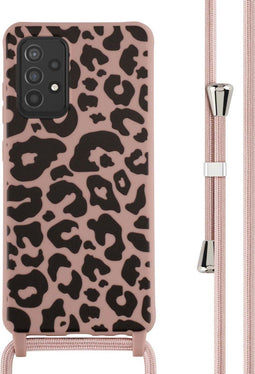 iMoshion Hoesje Geschikt voor Samsung Galaxy A52 (4G) / A52s / A52 (5G) Hoesje Met Koord - iMoshion Siliconen design hoesje met koord - Roze / Animal Pink