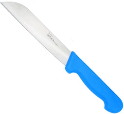 Merkloos Groentemes rv 18 cm blauw kunststof heft