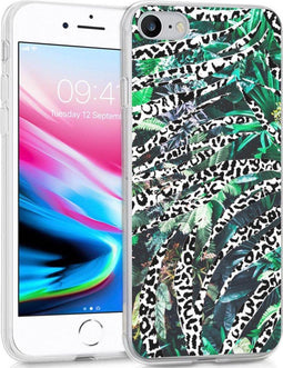 iMoshion Hoesje Geschikt voor iPhone SE (2022) / SE (2020) / 8 / 7 Hoesje Siliconen - iMoshion Design hoesje - Groen / Meerkleurig / Leopard Jungle
