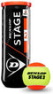Dunlop Stage 2 - Tennisballen - Gasgevuld voor alle ondergronden - Geel/oranje (3 stuks)